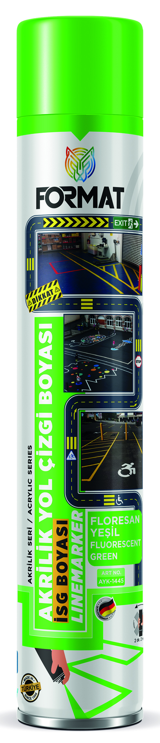 FORMAT YOL ÇIZGI IS GÜVENLIK BOYASI AKRILIK FLORESAN YESIL 750 ML